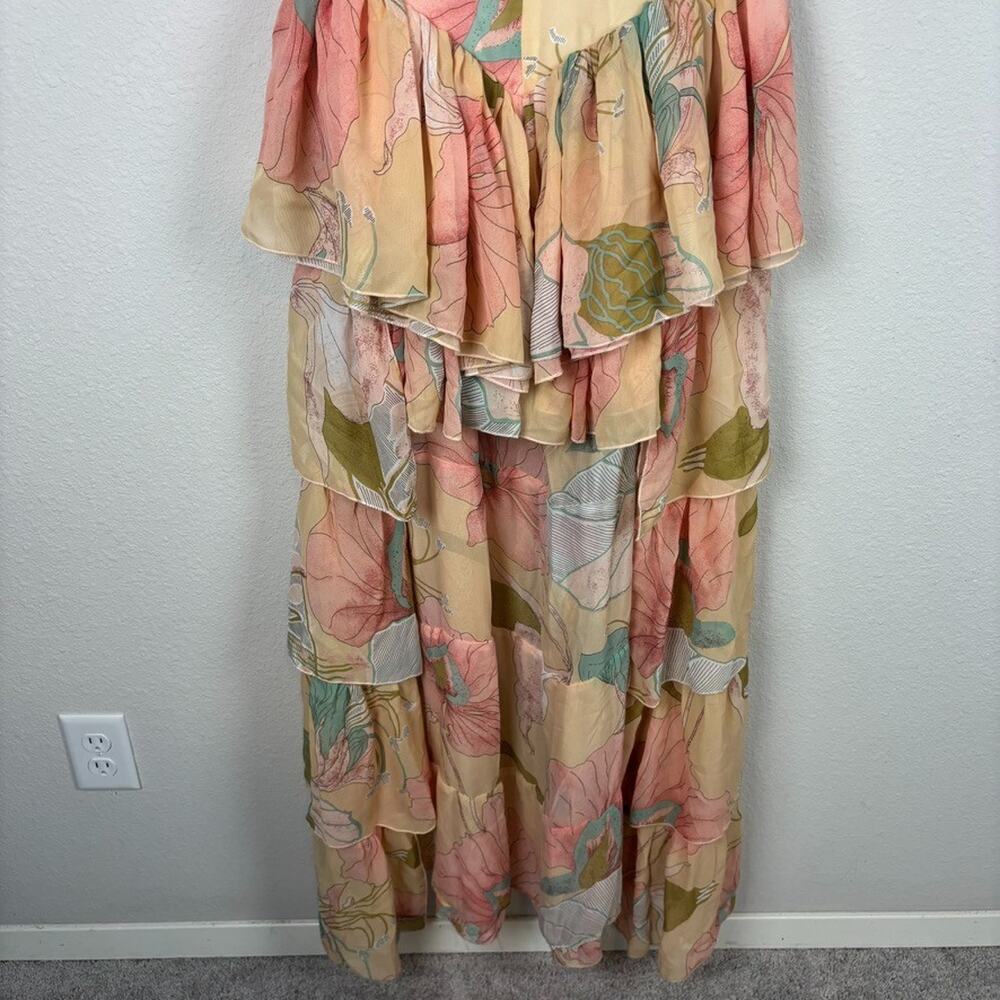 The Dolls House Dolce Dress Medium Boho Sexy Floral Chiffon Corset Bodice Pastel - Picture 4 of 9